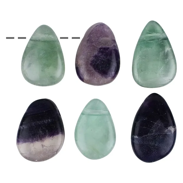 Tumbled Stone Fluorite B drilled (6 pcs./ PU) | wholesaler gems & healing stones