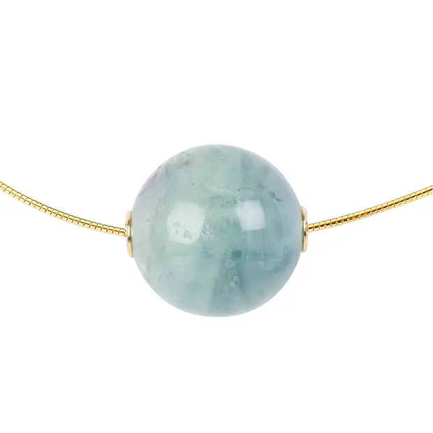 Jewelry Bead Fluorite 20mm, gold-plated | wholesaler gems & healing stones