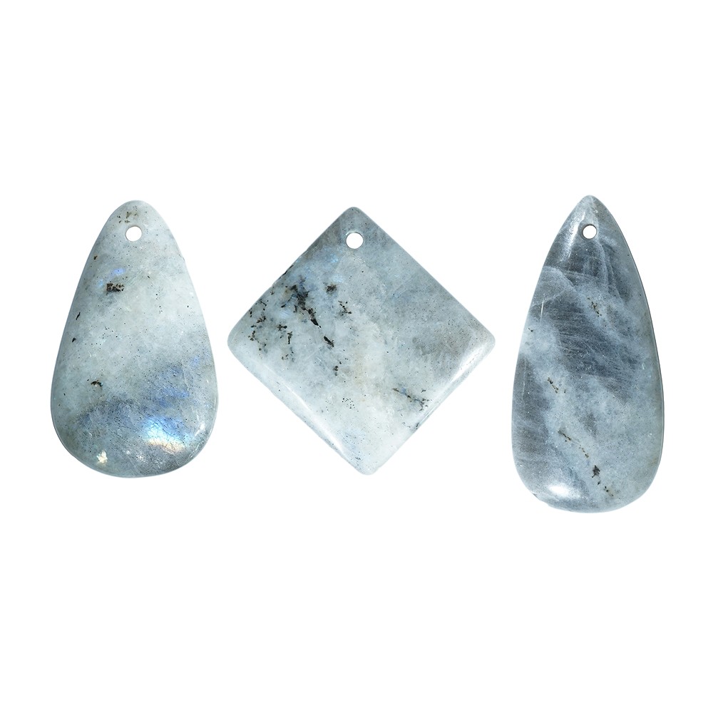 Labradorit hellgrau B-Qualität, groß gebohrt (3 St./VE)  | Marco Schreier