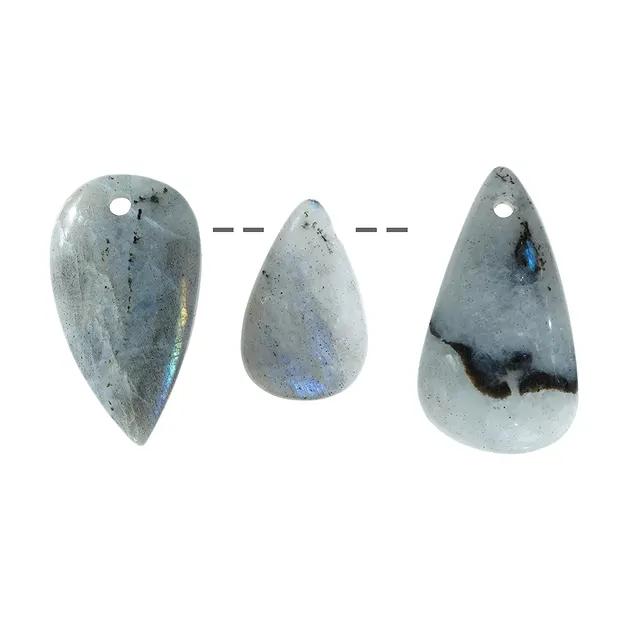 Cabochon Freeform Labradorita B perforado, 3,0 - 4,5cm (3 pcs./VE) | Marco Schreier
