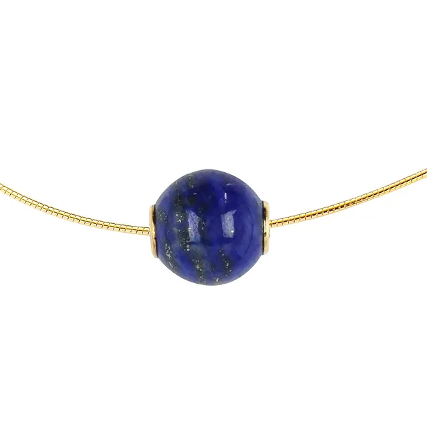 Jewelry Bead Lapis Lazuli 12mm, gold-plated | wholesaler gems & healing stones