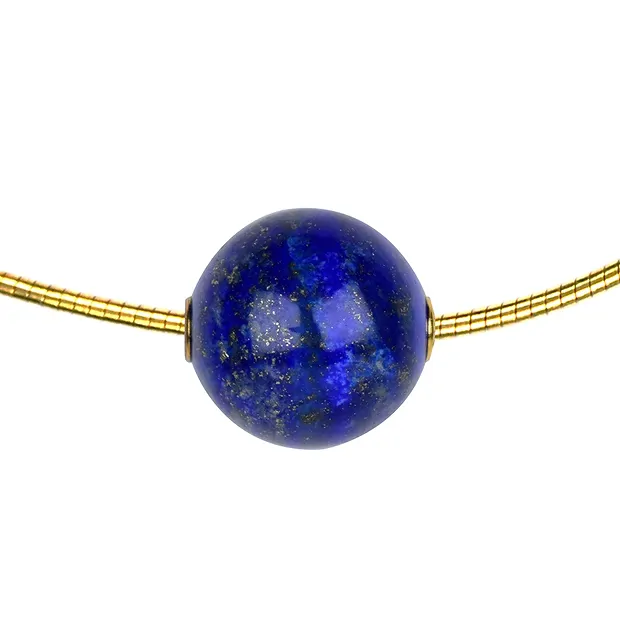Jewelry Bead Lapis Lazuli 20mm, gold-plated | wholesaler gems & healing stones