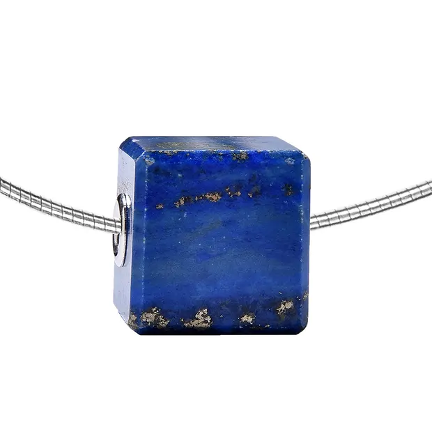 Lapis Lazuli cube, drilled, 2.0 cm, rhodiniert caps | Marco Schreier