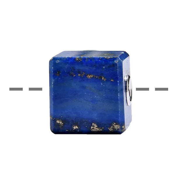 Cube Lapis-lazuli, percé, 2,0cm, capuchons rhodiés | Marco Schreier