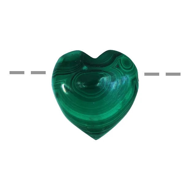 Cuore di Malachite (stab.) forato, 3,0cm | grossista gemme e pietre curative