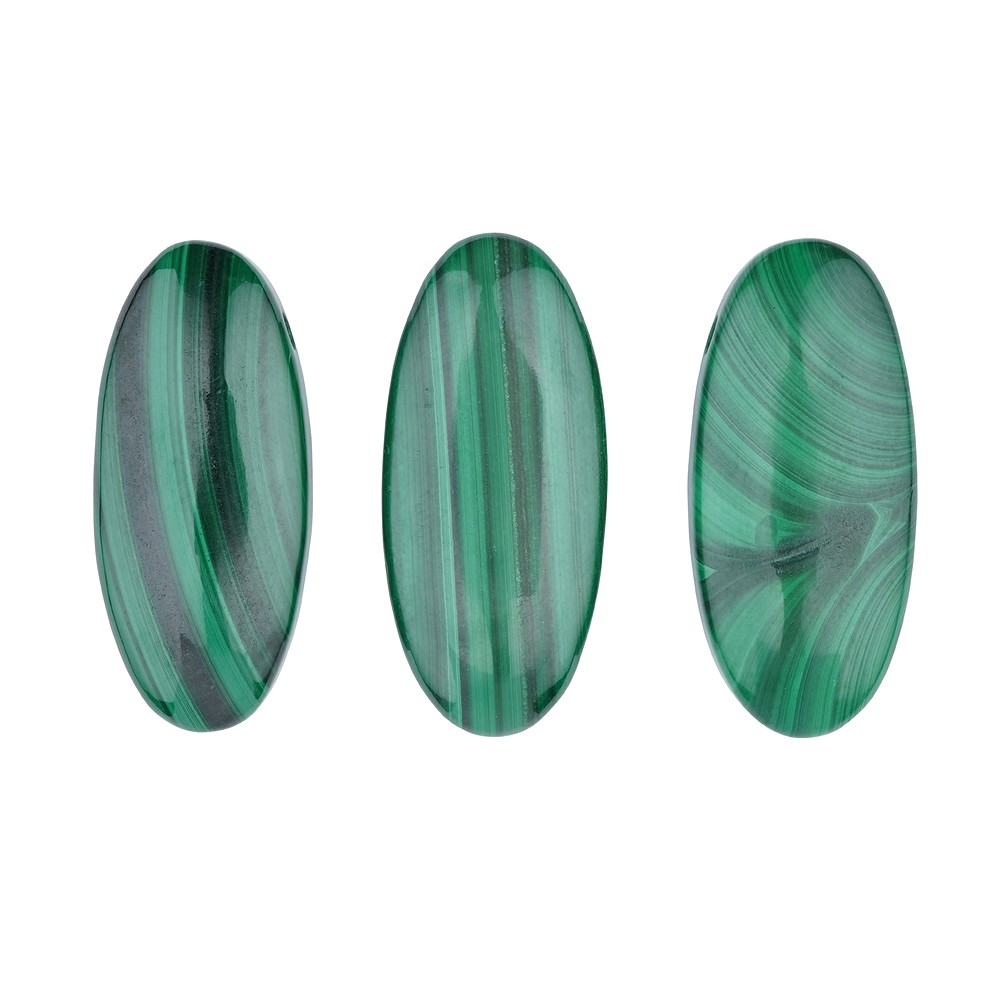Oval Malachite (stab.), drilled, 4.0cm | Schreier gems, healing stones & jewelry