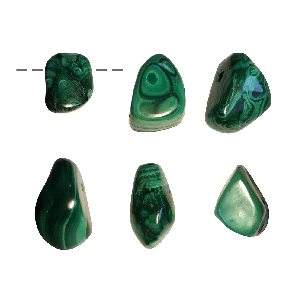 Piedra rodada Malaquita (estabilizada) perforada, 2.2 - 3.0cm | Marco Schreier