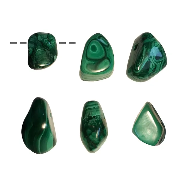 Pietra burattata Malachite (stab.) forata, 2,2 - 3,0cm | Marco Schreier