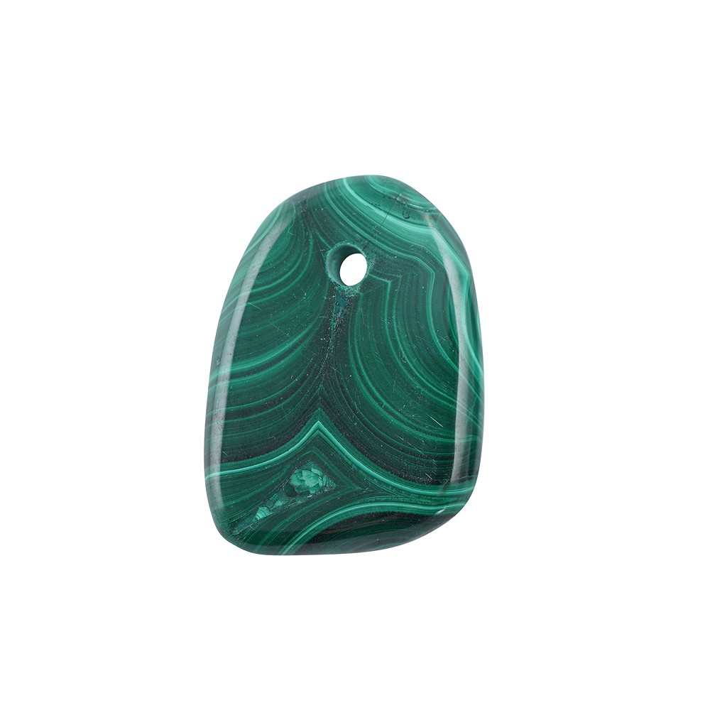 Pierres lisses Malachite (stab.) percée frontale, 3,5 - 4,0cm | Marco Schreier