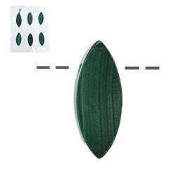 0410694014 Navette Malaquita (estabilizado), perforado, 4.0cm (6 pcs./VE) | Marco Schreier