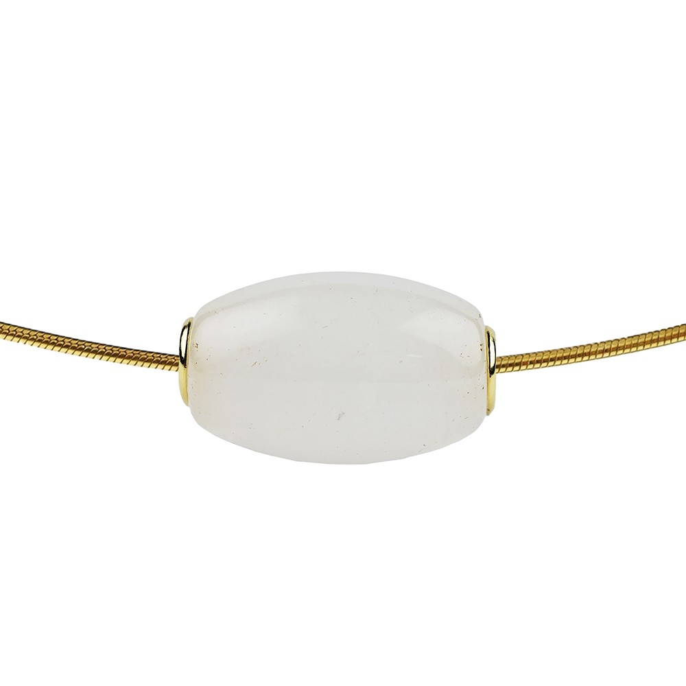 Jewelry Bead Snow Quartz 18 x 12mm, gold-plated | gems, healing stones & jewelry