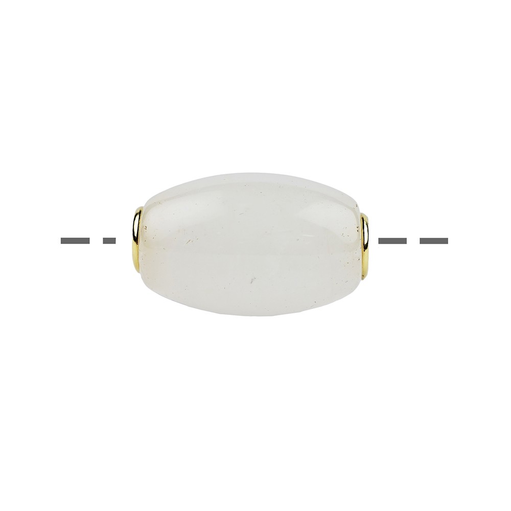 Jewelry Bead Snow Quartz 18 x 12mm, gold-plated | gems, healing stones & jewelry