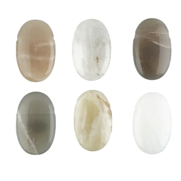 Linsenstein Mondstein gebohrt | Großhändler Edelsteine, Heilsteine & Schmuck