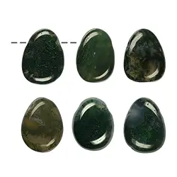 0411493002 Trommelstein Moosachat (grün) gebohrt | Edelsteine, Heilsteine & Schmuck-Handel