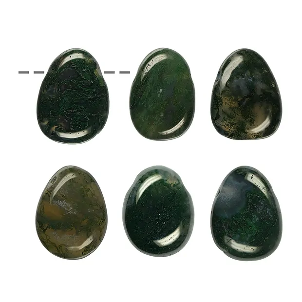 Trommelstein Moosachat (grün) gebohrt | Edelsteine, Heilsteine & Schmuck-Handel