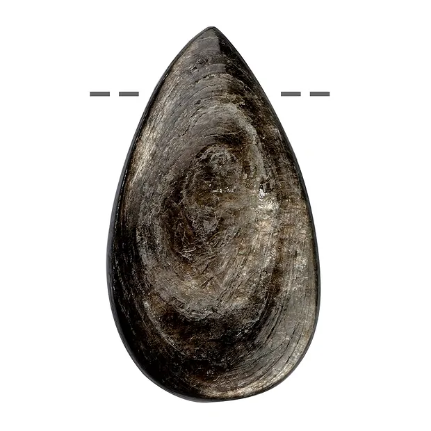 Cabochon goutte de mica Muscovite (stab.) percé, 5,5cm | Marco Schreier