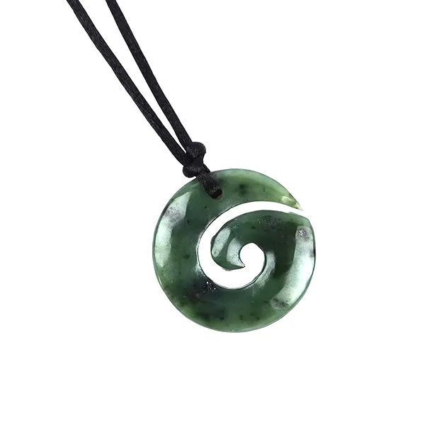 Maori pendant Koru spiral with insert in pouch | gems, healing stones & jewelry