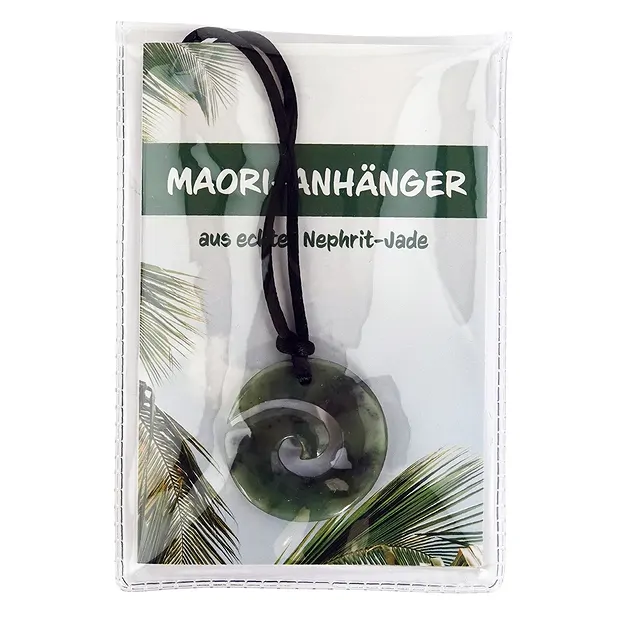 Maori pendant Koru spiral with insert in pouch | gems, healing stones & jewelry