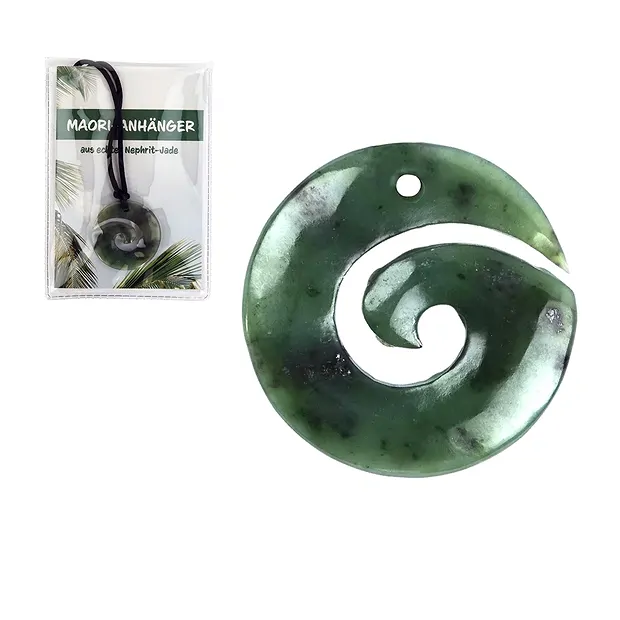 Maori pendant Koru spiral with insert in pouch | gems, healing stones & jewelry