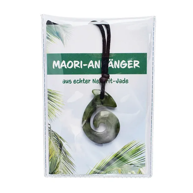 Maori pendant fish hook with insert in pouch | wholesaler gems & healing stones