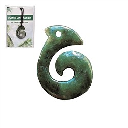 0411694009 Maori pendant fish hook with insert in pouch | wholesaler gems &amp; healing stones
