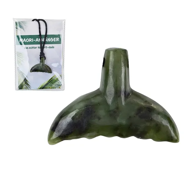 Maori pendant whale fin with insert in pouch | wholesaler gems & healing stones