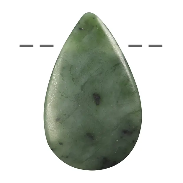 Cabochon goutte Néphrite (Indonésie) percé, 05,5cm | Marco Schreier