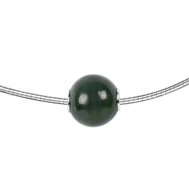 Schmuckkugel Nephrit 12mm, rhodiniert | Edelsteine, Heilsteine & Schmuck-Handel