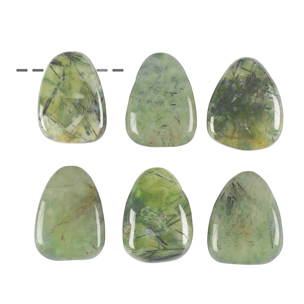 Pietra burattata di prehnite perforata | grossista gemme e pietre curative