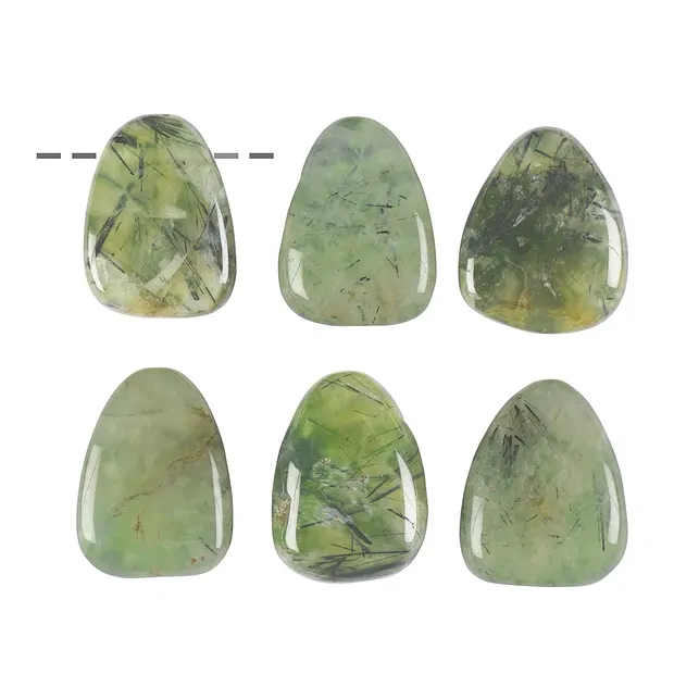 Pietra burattata di prehnite perforata | grossista gemme e pietre curative
