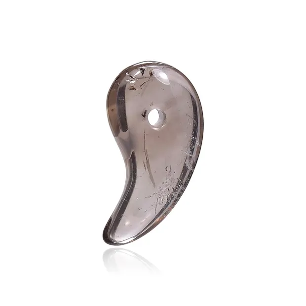 Magatama Quartz fumé percé, 3,2cm | Marco Schreier