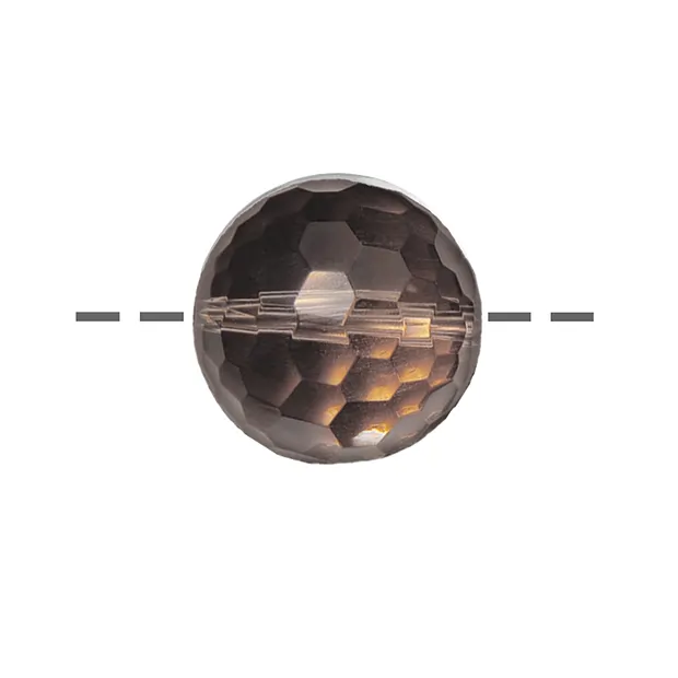 Faceted Smoky Quartz sphere, drilled, 16mm, 2.5mm hole | Marco Schreier