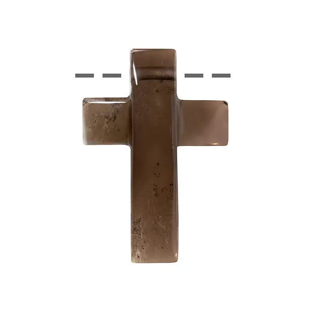 Croix bombée Quartz fumé percé, 4,5 cm | Marco Schreier