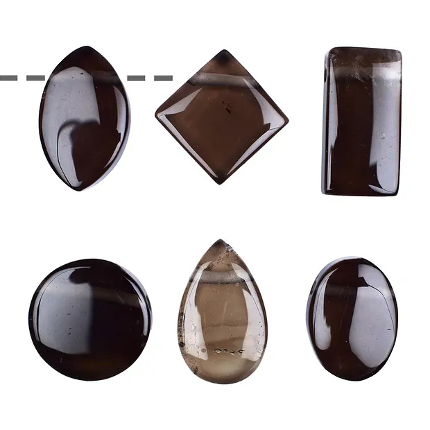 Set di cabochon Quarzo fumé forato (6 pz./ UC) | Marco Schreier