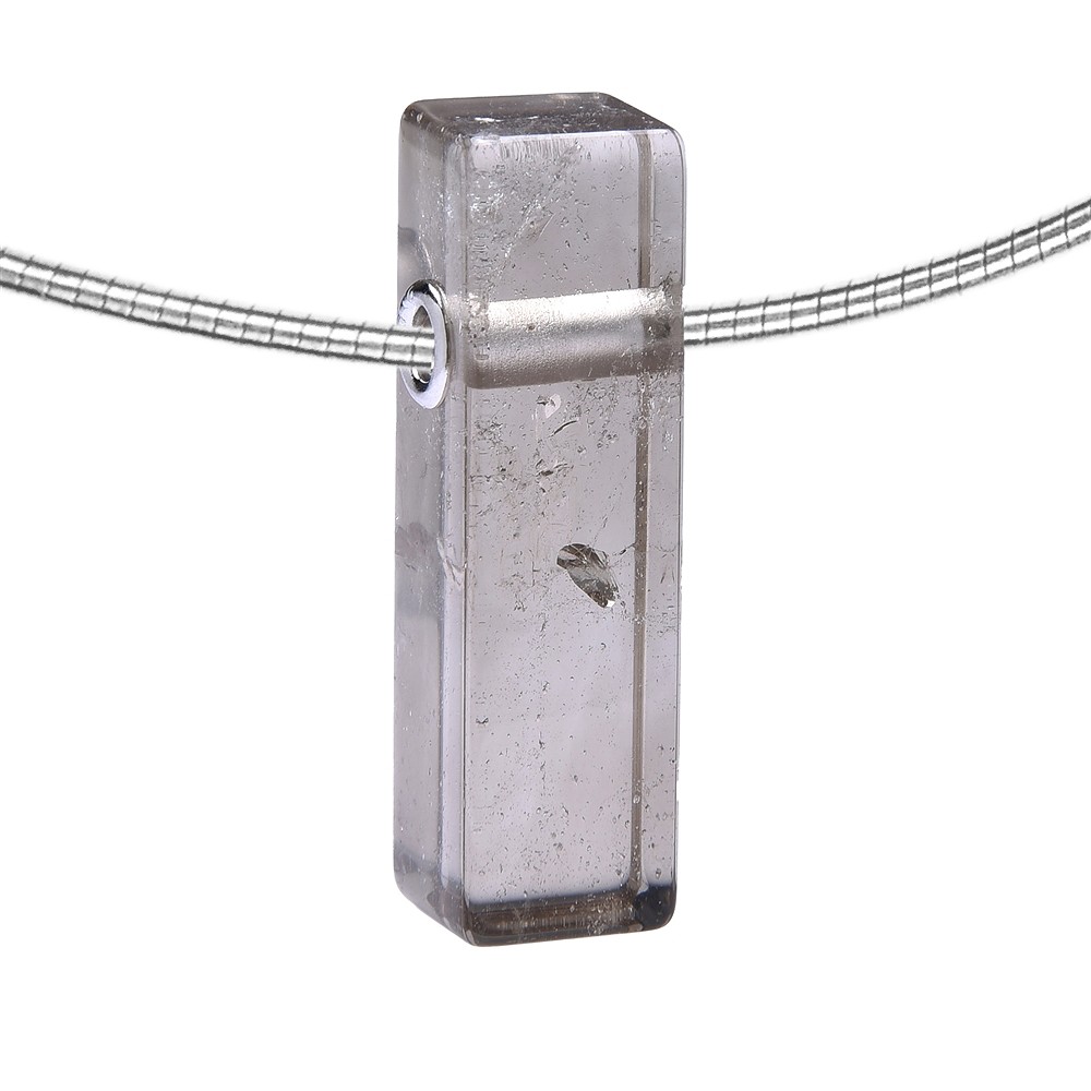 Cuboide de cuarzo ahumado, perforado, 3,5 x 1,0 cm, rodinado | Marco Schreier