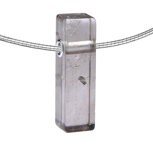 Quader Rauchquarz, gebohrt, 3,5x 1,0cm, rhodiniert | Marco Schreier