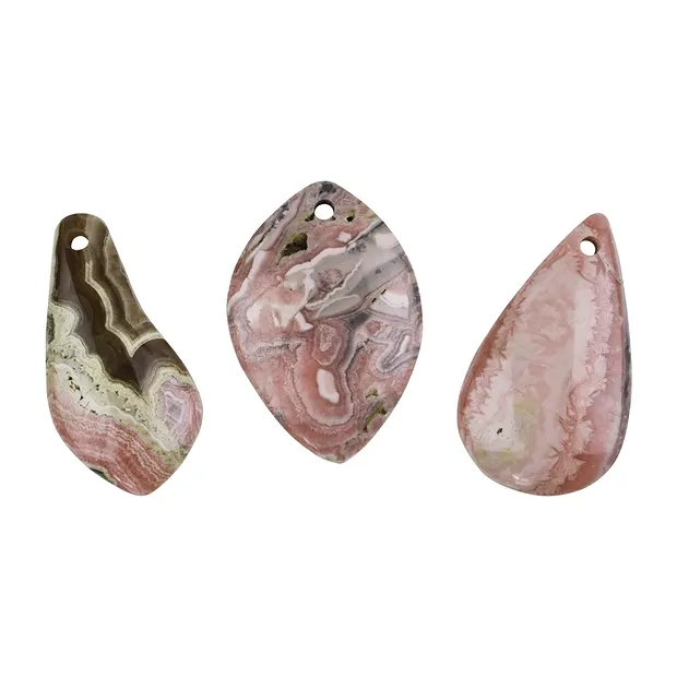 Cabochon Freeform Rhodochrosite percée frontale, 3,5 - 4,5cm | Marco Schreier