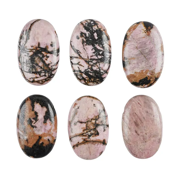 Lente di pietra rodonite forata | gemme, pietre curative e gioielli all'ingrosso