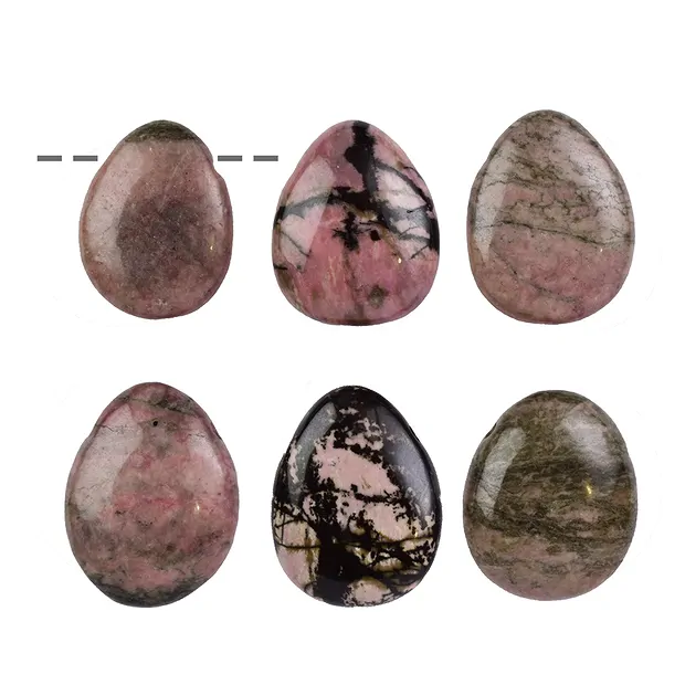 Pietra burattata di Rodonite forata | Gemme Schreier, pietre curative e gioielli