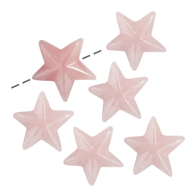 Starfish Rose Quartz drilled, 20mm, 1mm hole (6 pcs./ PU) | Marco Schreier