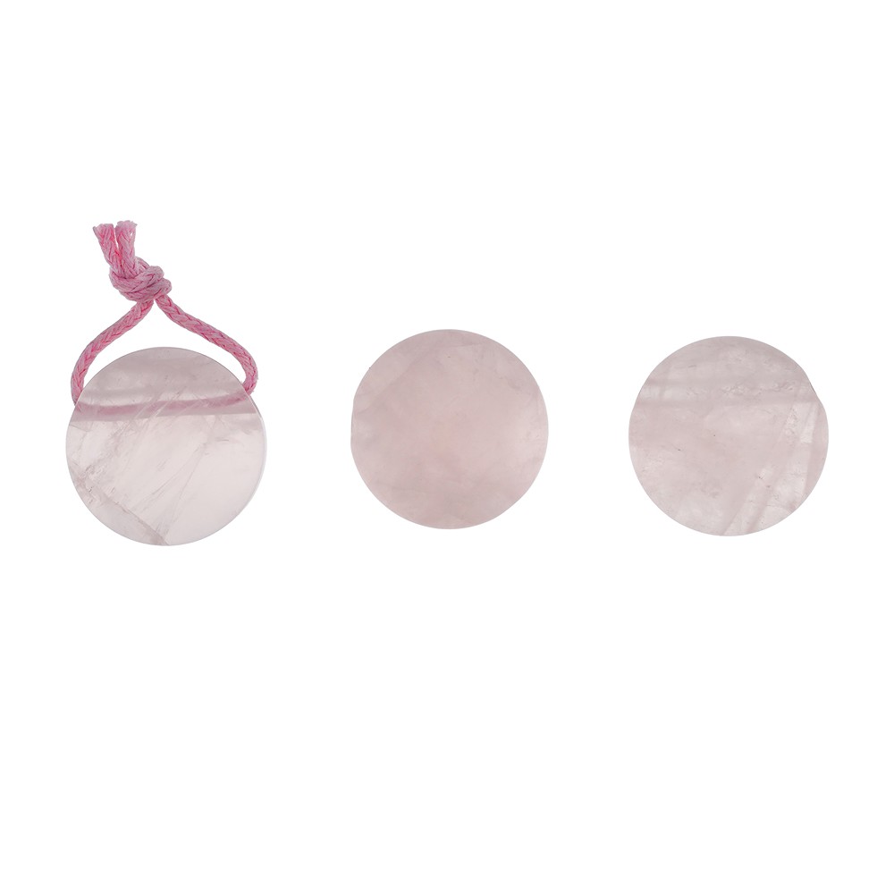 Circle Rose Quartz, drilled, 2.0cm (6 pcs/PU) | wholesaler gems & healing stones