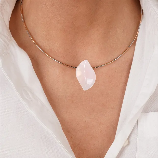 Aile de Phénix Quartz rose (joie de vivre) percé, 3,5cm | Marco Schreier