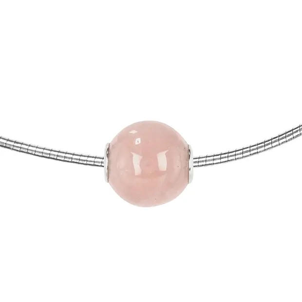 Schmuckkugel Rosenquarz 12mm, rhodiniert | GH Edelsteine, Heilsteine & Schmuck