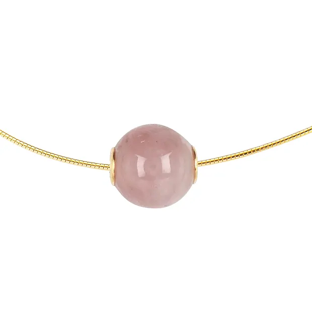 Jewelry Bead Rose Quartz 12mm, gold-plated | wholesaler gems & healing stones