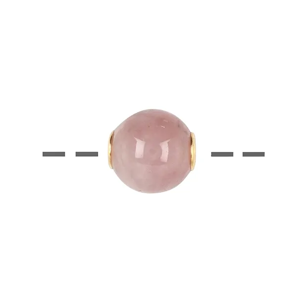 Jewelry Bead Rose Quartz 12mm, gold-plated | wholesaler gems & healing stones