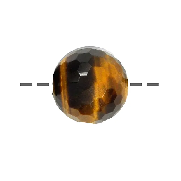 Drilled faceted Tiger's Eye sphere, 16mm, 2.5mm drill hole | Marco Schreier