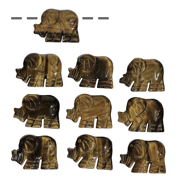 Drilled elephant Tiger's Eye, 3.0cm (10 pcs./ PU) | Marco Schreier