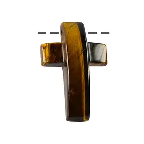 Cross domed Tiger's Eye drilled, 4,5cm | Schreier gems, healing stones & jewelry
