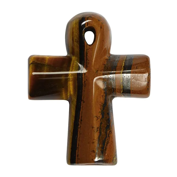 Croce "Anch" Occhio di tigre, 4,5 x 3 cm | grossista gemme e pietre curative