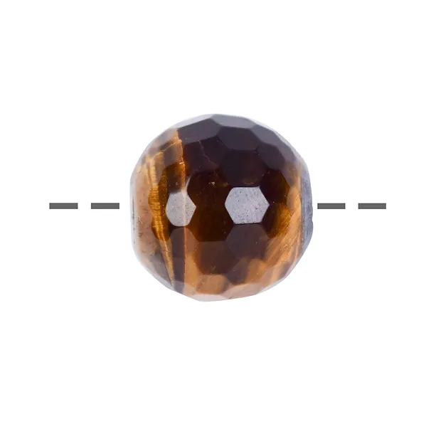 Drilled faceted Tiger's Eye sphere, 16mm, 5mm hole | Marco Schreier